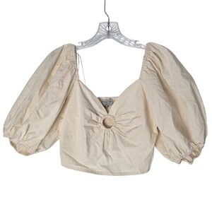 Dress Forum Size Small Cream Puff Sleeve‎ Smocked Cutout Crop Top Milkmaid